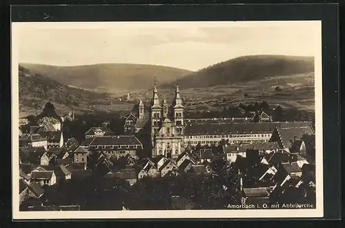 AK Amorbach i. Odw., Blick zur Abteikirche