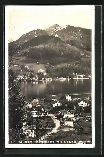 AK Bad Wiessee, Ortsansicht gegen Tegernsee mit Baumgartenschneid