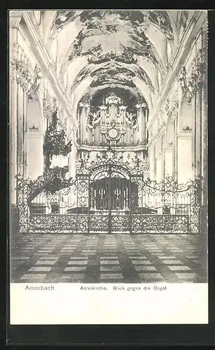 AK Amorbach, Abteikirche - Blick gegen die Orgel