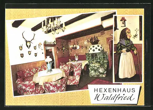 AK Oberthulba /Ufr., Inneres vom Jagdhaus Hexenhaus Waldfried