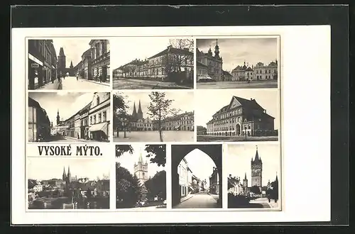 AK Vysoké Mýto, verschiedene Stadtansichten