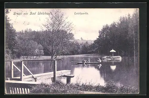 AK Bad Welchow, Teichpartie mit Ruderboot