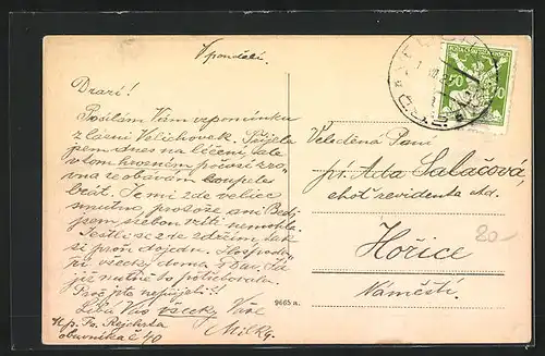 AK Lazne Velichovky, Ortsansicht aus der Ferne