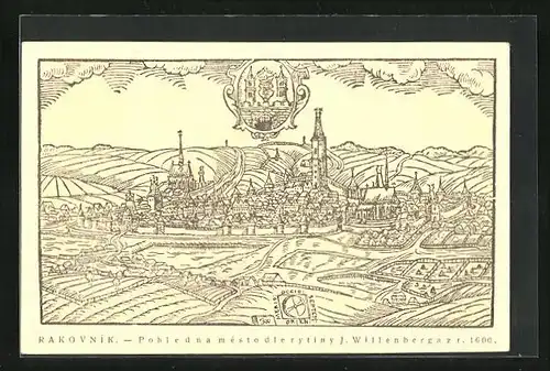 AK Rakovník, Gesamtansicht im Jahre 1600