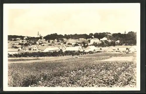 AK Dymokury, Ortsansicht aus der Vogelschau