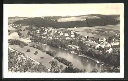 AK Hvezdonice n. Sáz., Flusspartie aus der Vogelschau