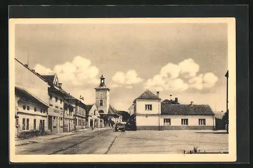 AK Veltrusy, Blick zur Kirche