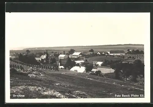 AK Svojsice, Ortsansicht aus der Vogelschau