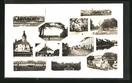 AK Dobris, Ortsansicht, Kirche, Strassenpartie, Schloss und weitere Stadtansichten