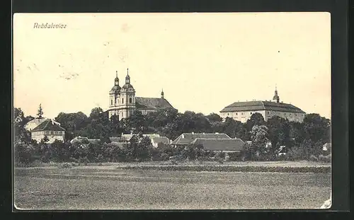 AK Rozdalovice, Blick zur Kirche