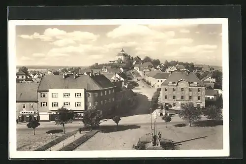 AK Sadská, Strassenpartie aus der Vogelschau