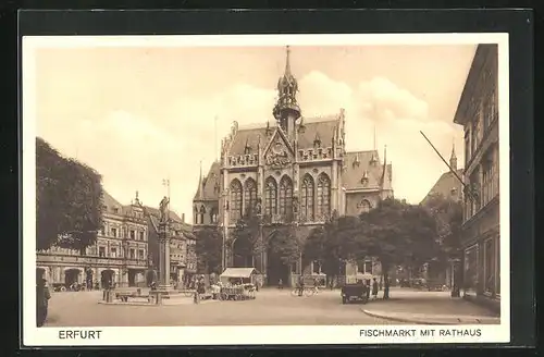 AK Erfurt, Fischmarkt mit Rathaus