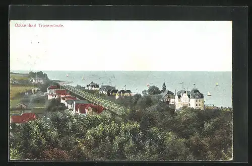 AK Ostseebad Travemünde, Ortsansicht aus der Vogelschau