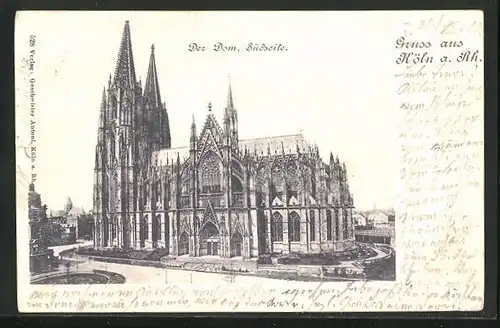 AK Köln am Rhein, der Dom von der Südseite