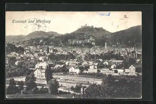 AK Eisenach, Gesamtansicht mit der Wartburg