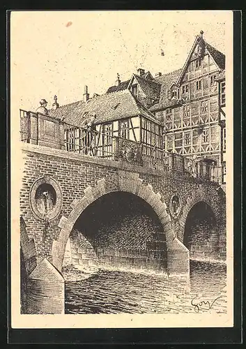 Künstler-AK Hannover, Ehemalige London-Schenke hinter der Marstallbrücke