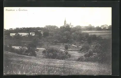 AK Cestín, Blick zur Kirche