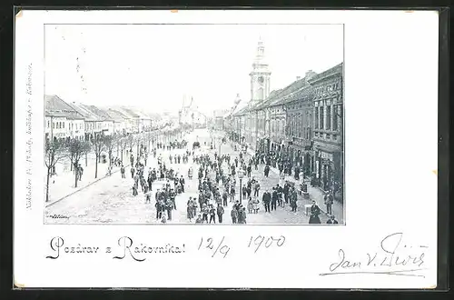 AK Rakovnik, Hauptplatz mit Kirche