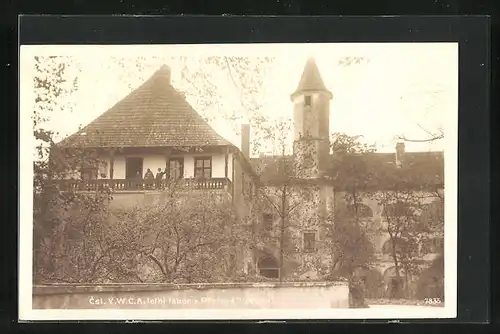 AK Prerov nad Labem, Blick zum Schloss