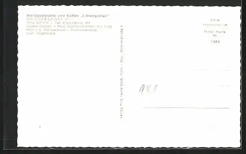 AK Egersdorf, Fünf Ansichten der Gaststätte Eichengarten