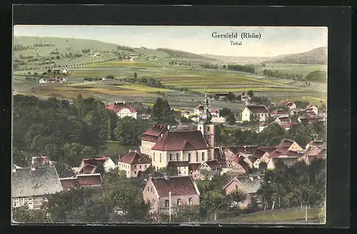 AK Gersfeld (Rhön), Totalansicht aus der Vogelschau