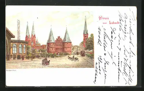Lithographie Lübeck, Holstenthor