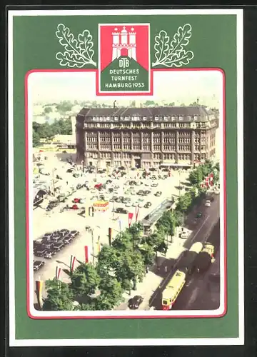 AK Hamburg, Deutsches Turnfest 1953, Hauptplatz aus der Vogelschau