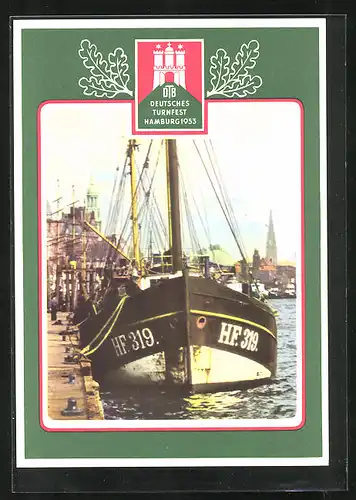 AK Hamburg, Deutsches Turnfest 1953, Segelboote am Hafen