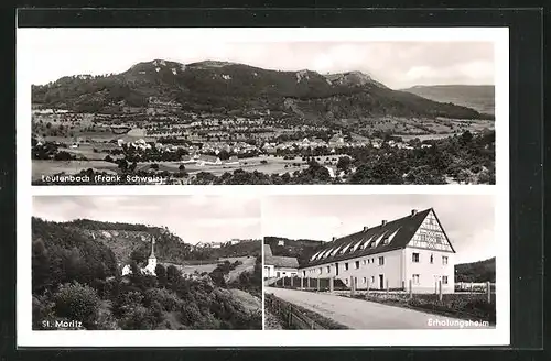 AK Leutenbach (Fränk. Schweiz), Totalansicht, St. Moritz und Erholungsheim