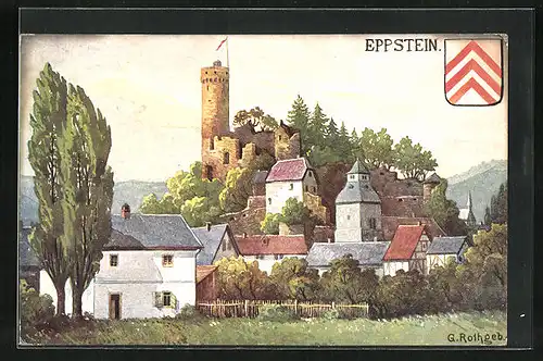 AK Eppstein / Taunus, Blick zur Burgruine