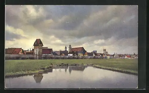 Künstler-AK Photochromie Nr. 2767: Dinkelsbühl, Ortsansicht von der Insel gesehen (von Osten)