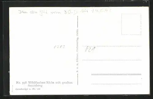 AK Wildflecken / Rhön, Ortsansicht mit grossem Auersberg