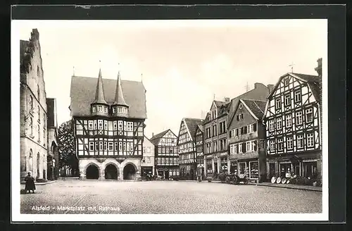 AK Alsfeld, Marktplatz mit Rathaus
