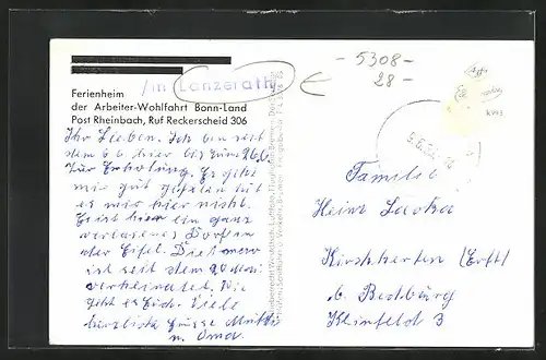 AK Lanzerath, Ferienheim der Arbeiter-Wohlfahrt Bonn-Land