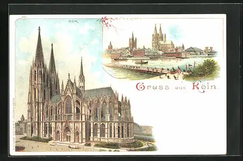 Lithographie Köln, Dom, Teilansicht