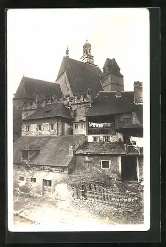 AK Prachatice /Prachatitz, Teilansicht mit Kirche