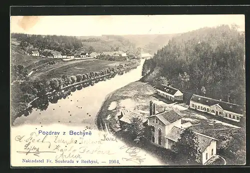 AK Bechyne, Flusspartie mit Häusern