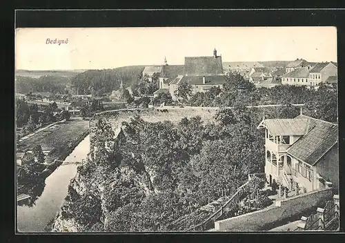 AK Bechyne, Teilansicht des Ortes