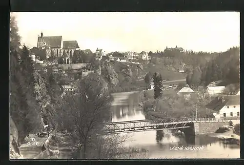 AK Bechyne, Flusspartie mit Brücke