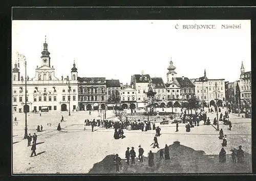 AK Budweis / Ceske Budejovice, Namesti, Brunnen