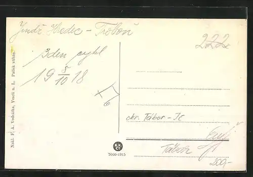 AK Veseli n. L., Teich mit Blick zur Kirche