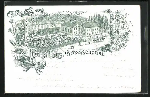 Lithographie Grossschönau, Restaurant Tanzlokal Grossschönau