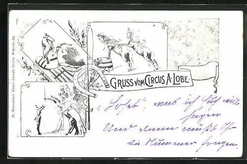 AK Zirkus A. Lobe, Pferde-Dressur