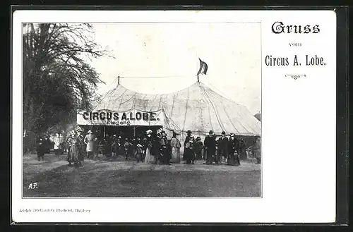 AK Zirkus A. Lobe, Eingang ins Zelt