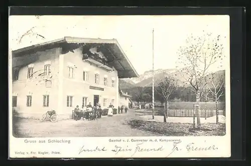 AK Schleching, Gasthof von J. Garnreiter m. d. Kampenwand