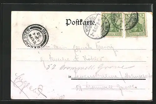 Lithographie Homberg / Rhein, Hotel Bellevue, Rheindampfer