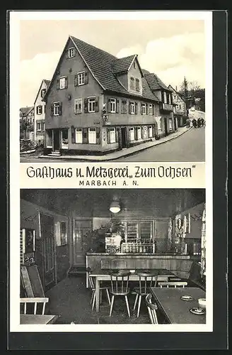 AK Marbach a. N., Gasthaus und Metzgerei zum Ochsen