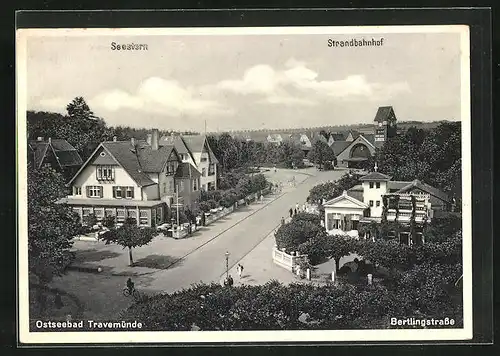 AK Travemünde, Gasthaus Seestern und Strandbahnhof, Bertlingstrasse