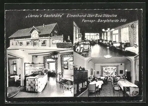 AK Elmenhorst, Lienaus Gasthaus, Innenansichten
