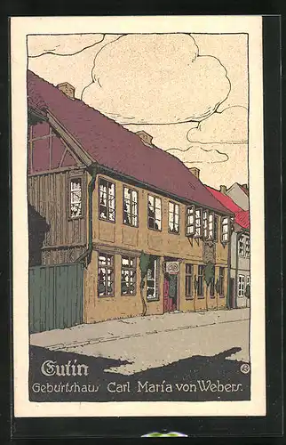 Steindruck-AK Eutin, Geburtshaus Carl Maria von Webers